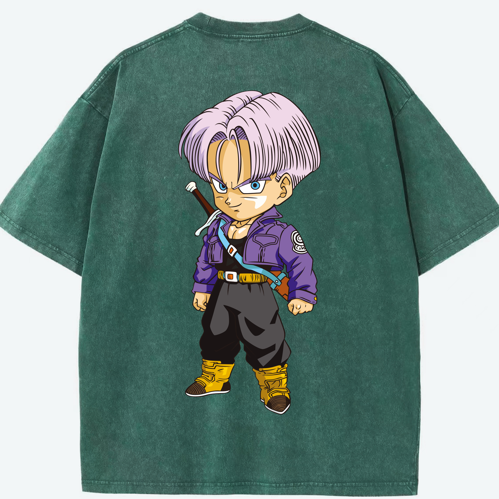 （画像用） ドラゴンボール トランクス（Torankusu）DRAGON BALL Trunks 綿100% ヴィンテージ風 半袖Tシャツ（背面プリント）